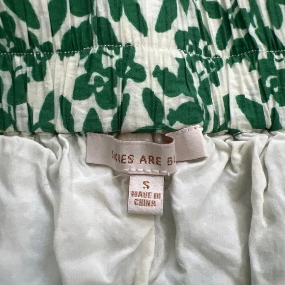 Skies Are Blue Floral High Waist Pleated Trouser Shorts Size Small Green - Picture 4 of 7